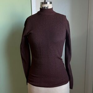 Vintage Brown Balon Ribbed Long Sleeve Turtleneck Sweater